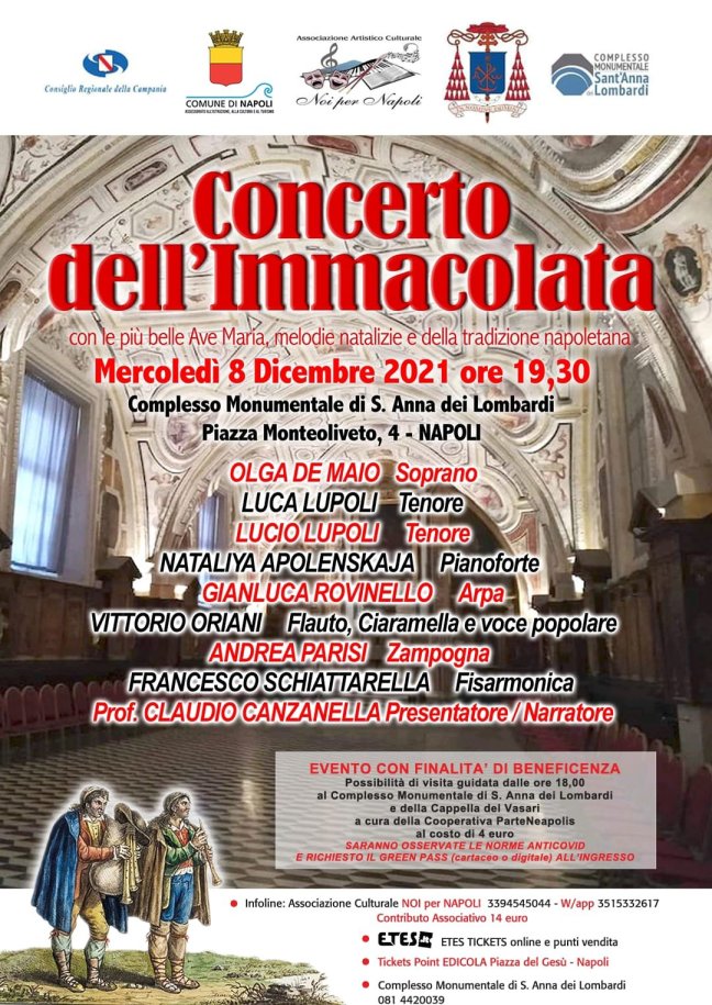 Tradizionale Concerto dell&#39;Immacolata 2021 a Sant&#39;Anna dei Lombardi di Noi per Napoli. - Gazzetta di Napoli