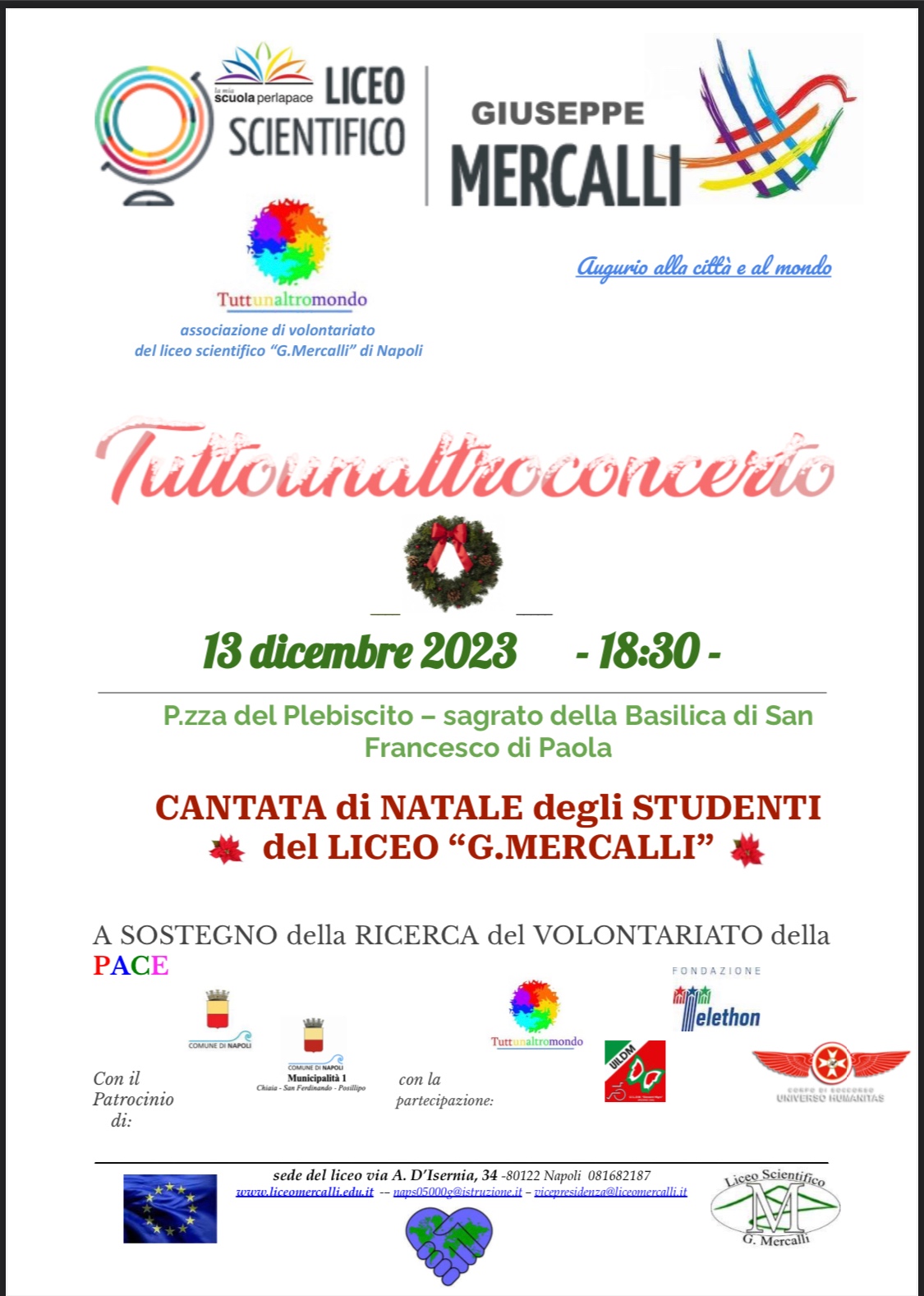 Tuttunaltroconcerto – Cantata di Natale degli studenti del Liceo  Scientifico Mercalli - Gazzetta di Napoli